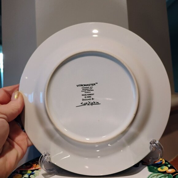 Sue Zipkin RAIN FOREST Set of 4 Salad Dessert Plates 7.75" by Vitromaster - Picture 5 of 5